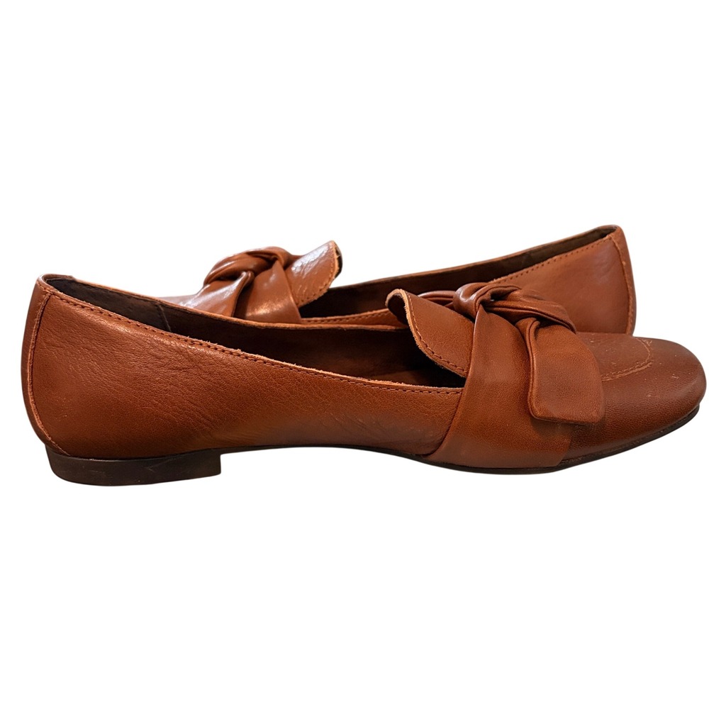 Born Khele Loafers Womens 9.5 Brown Leather Knotted Bow Square Toe Flats Preppy - Picture 4 of 8